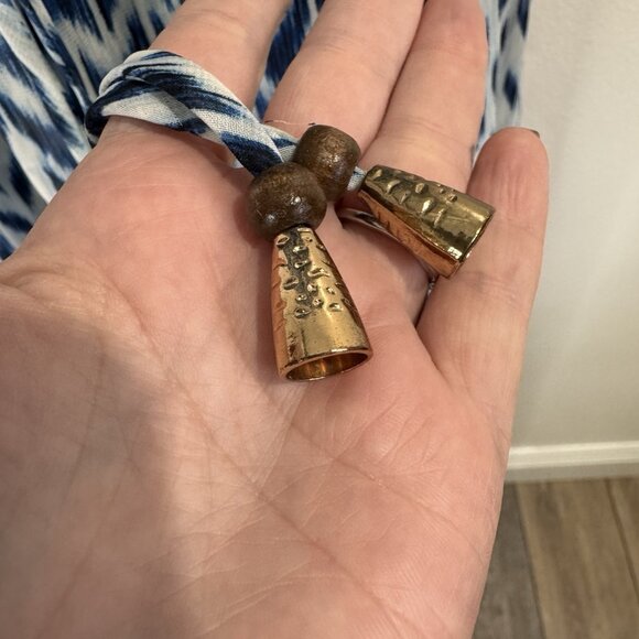 Vintage Y2K NEW City Triangles Maxi Dress L Diamond Blue White Gold Boho Beach - Picture 4 of 12